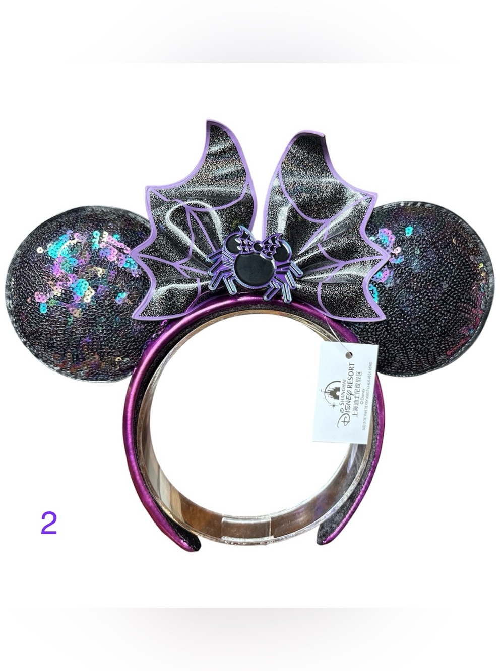 Disney Minnie Mouse Loungefly Exclusive Spiderweb Sequin Ear Headband NWT 2